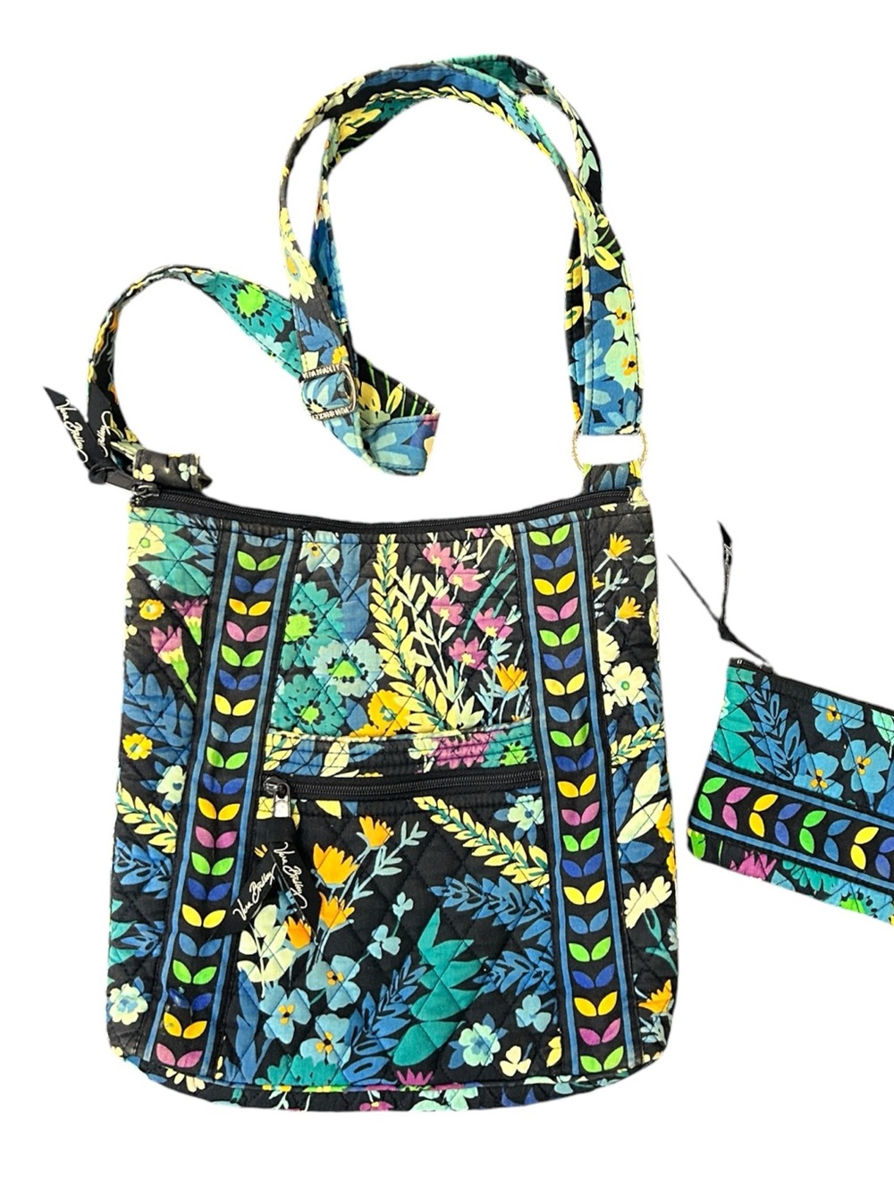 Vera Bradley Midnight Blues Floral Crossbody Bag + Matching Wristlet Wallet